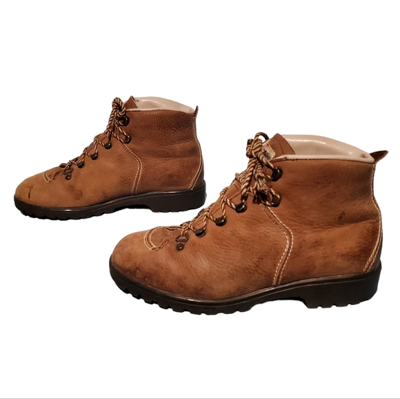 Raichle Shoes - Vintage Raichle Brown Leather Mountaineering Hiker Boots Women's Size 7.5M